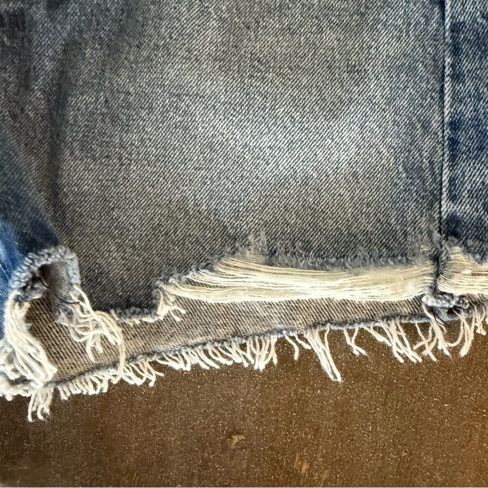 NEW Agolde Womens Size 23 Parker Long Denim Shorts Cut Off Distressed ButtonFly - Picture 8 of 10